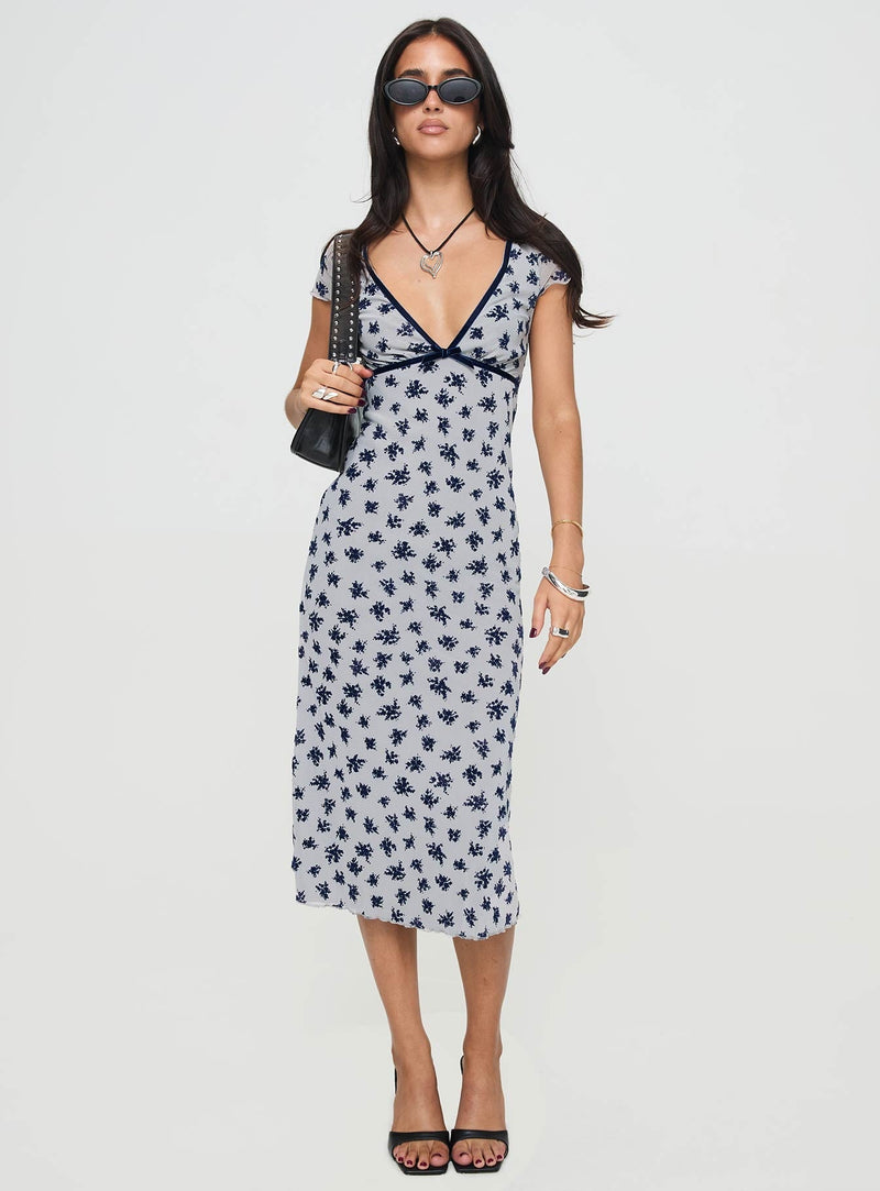 Vilinia Midi Dress Floral Cluster Grey