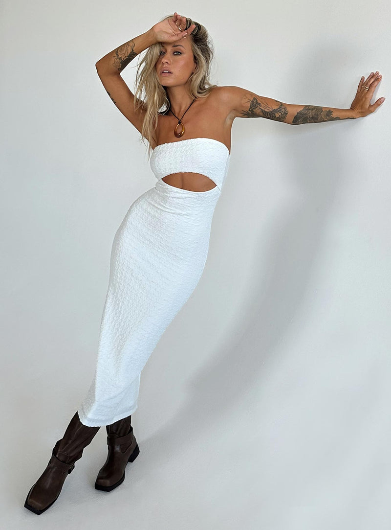 Talena Strapless Midi Dress White