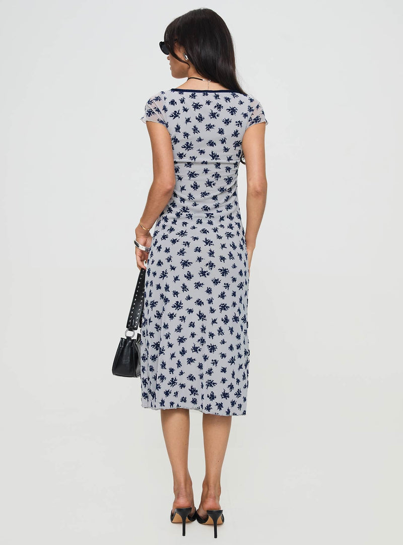 Vilinia Midi Dress Floral Cluster Grey