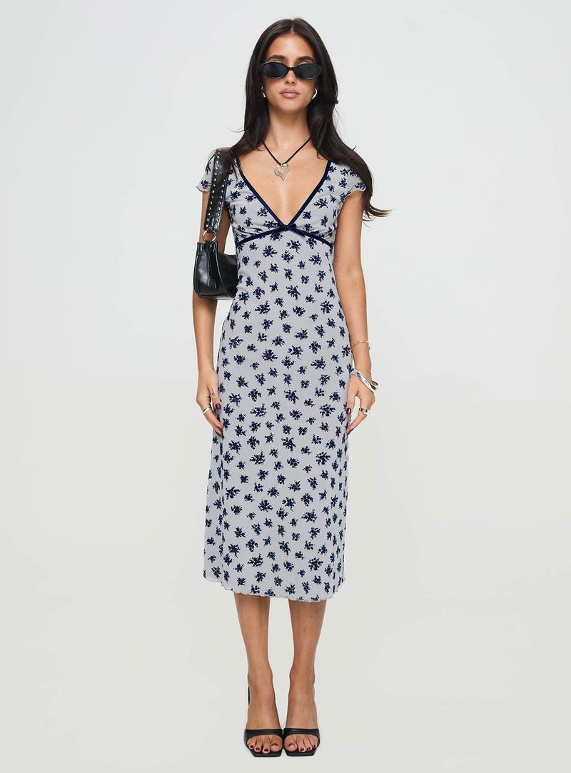 Vilinia Midi Dress Floral Cluster Grey