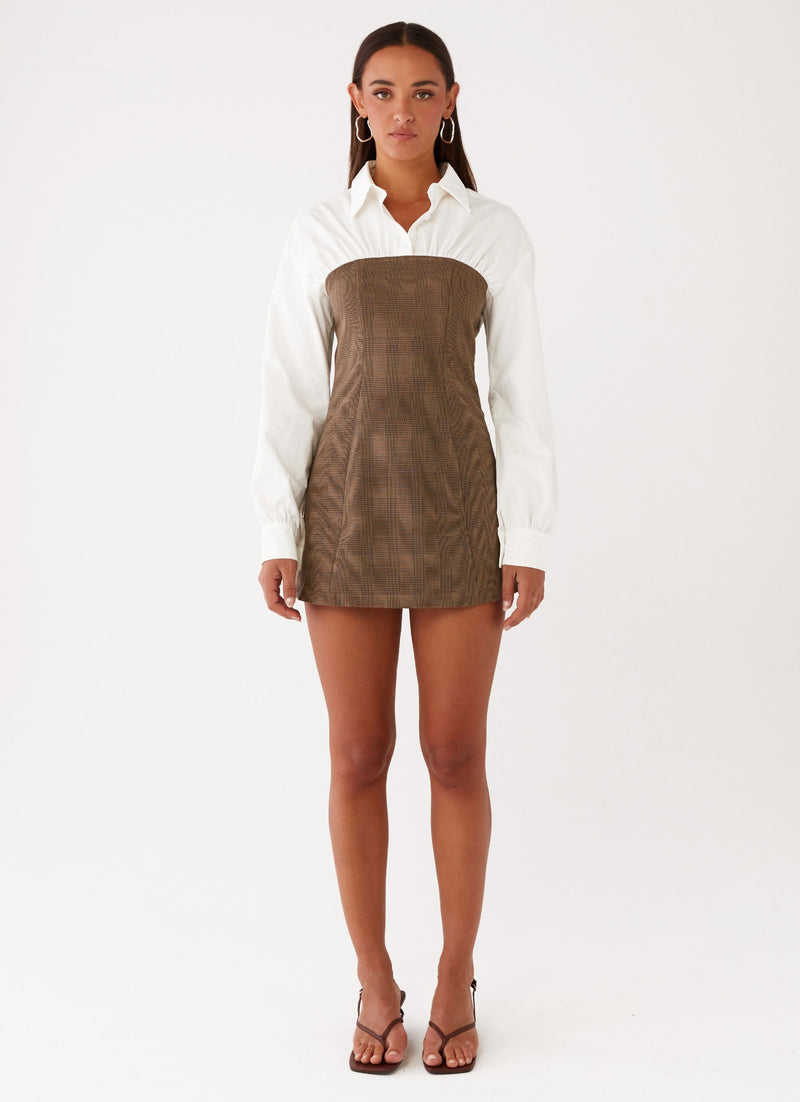 Adelaide Shirt Mini Dress - Brown