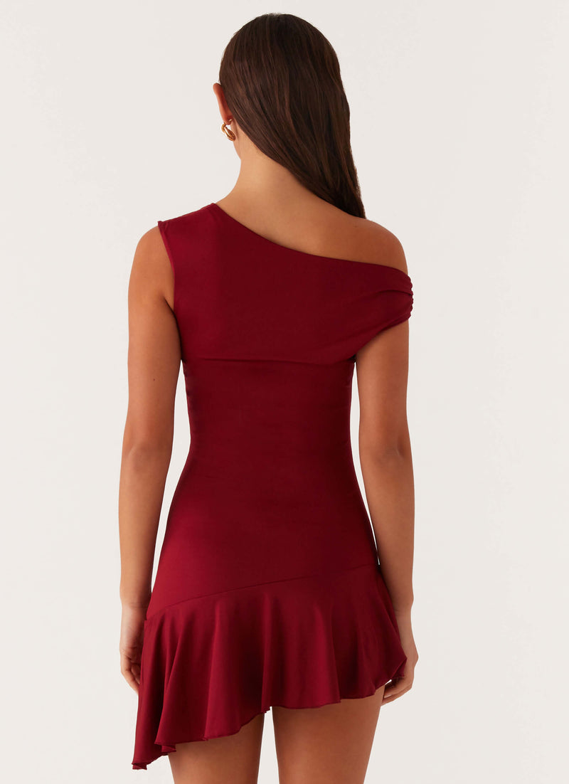 Amaya Twist Mini Dress - Maroon