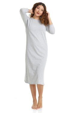 Womens Nightgown - Soft, and Comfortable, Cotton Spandex Pajamas - HEATHER GREY - H108