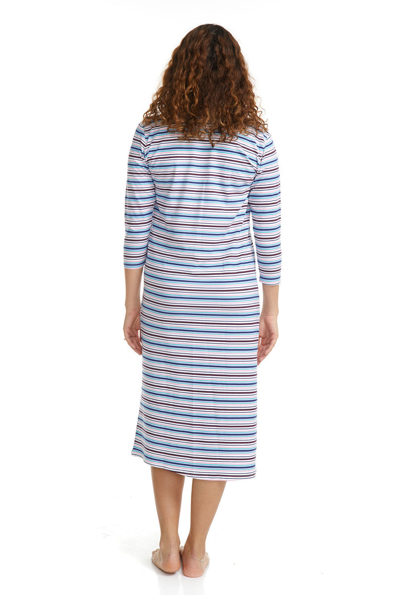 Womens Nightgown - Soft, and Comfortable, Cotton Spandex Pajamas - stripes -RO127